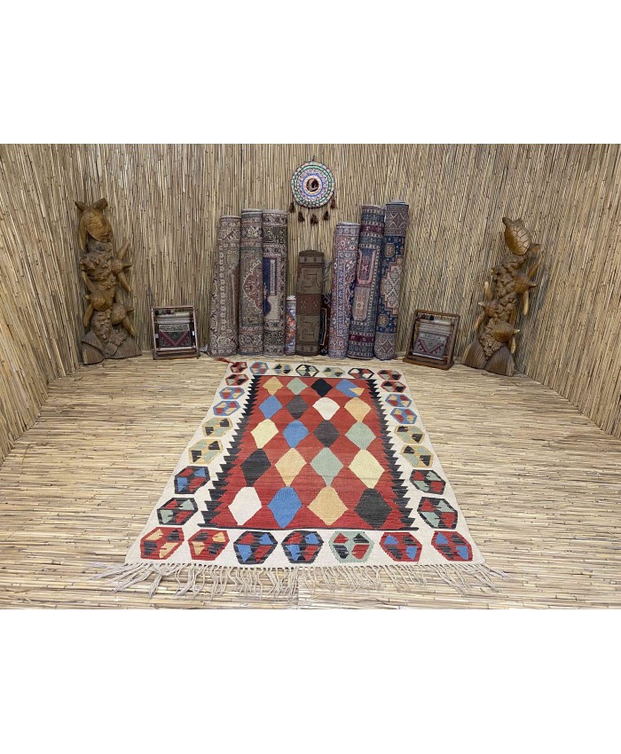 Handmade Turkish Kayseri Nomadic Original  Wool on Wool Kilim – FREE SHIPPING..!